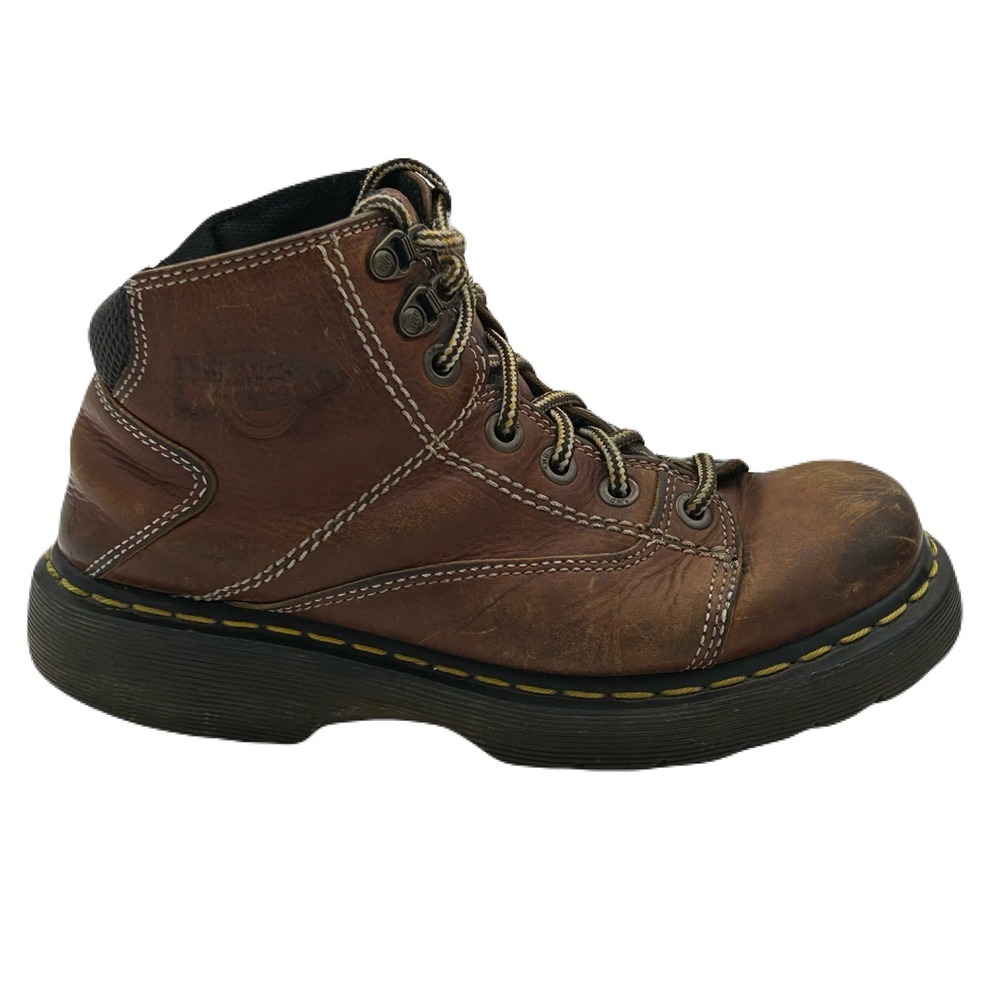 Dr Doc Martens Mens Leather Work Utility Boots US 7 Y2K Distressed Brown 8A07
